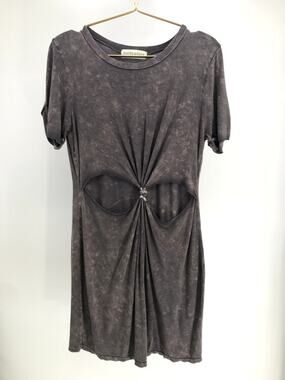 The Pants Store Boutique Tie Dye Knit Cut Out Mini T-Shirt Dress S